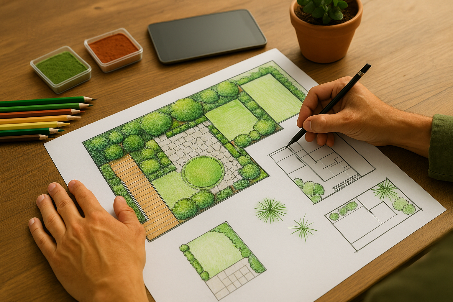 Progetto giardino su tavolo